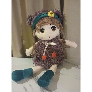 HWD Kawaii 17 inch Stuffed Plush Girl Toy Doll Purple Green Yellow Flower